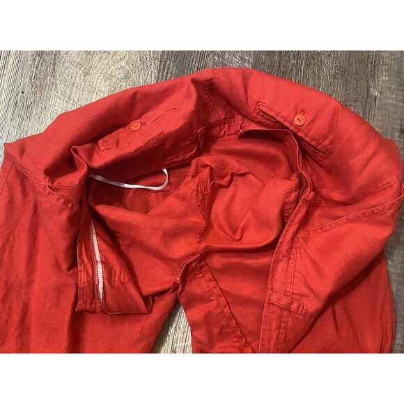 Lauren Ralph Lauren Womens Linen Crop Pants Wide Leg High Rise Red Beach Size 16 - Picture 5 of 12